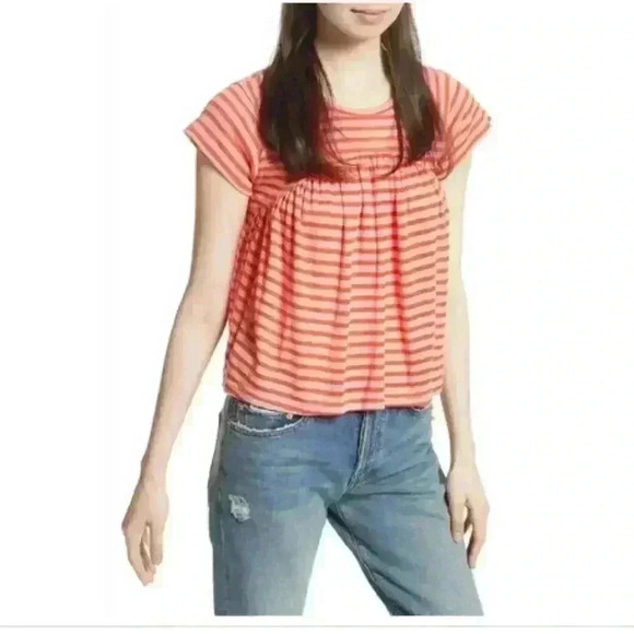 Free People Womens Jojo Top Slim Striped Red - Picture 1 of 7